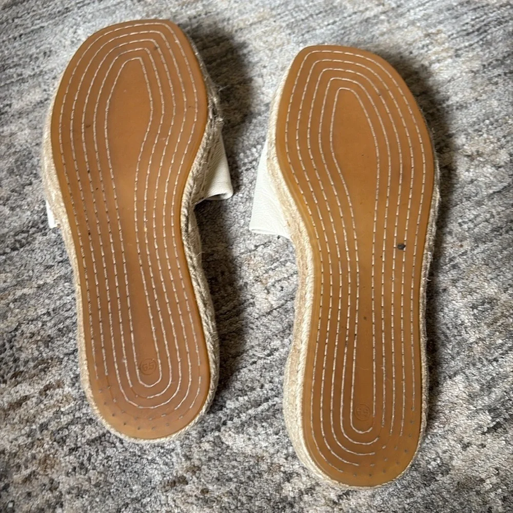 Tory Burch Cream Espadrille Slides - women’s size 6.5 - leather